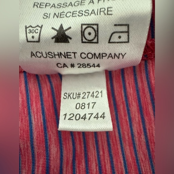 FootJoy Lisle Heather Stripe Golf Polo Shirt Pink/Blue Size Medium - Picture 6 of 11